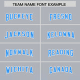 Custom Gray Light Blue Vertical Width Stripe Gradient Fashion Personalized Team Football Jersey