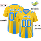 Custom Yellow Light Blue Vertical Width Stripe Gradient Fashion Personalized Team Football Jersey