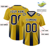 Custom Old Gold Navy Vertical Width Stripe Gradient Fashion Personalized Team Football Jersey