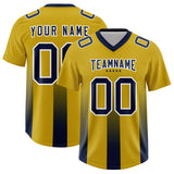 Custom Old Gold Navy Vertical Width Stripe Gradient Fashion Personalized Team Football Jersey