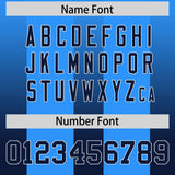 Custom Light Blue Navy Vertical Width Stripe Gradient Fashion Personalized Team Football Jersey