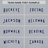 Custom Gray Navy Vertical Width Stripe Gradient Fashion Personalized Team Football Jersey