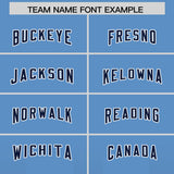 Custom Powder Blue Navy Vertical Width Stripe Gradient Fashion Personalized Team Football Jersey