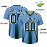 Custom Powder Blue Green Vertical Width Stripe Gradient Fashion Personalized Team Football Jersey