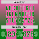 Custom Pink Kelly Green Vertical Width Stripe Gradient Fashion Personalized Team Football Jersey