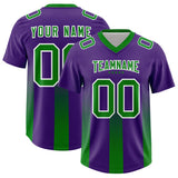 Custom Purple Kelly Green Vertical Width Stripe Gradient Fashion Personalized Team Football Jersey