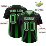 Custom Black Kelly Green Vertical Width Stripe Gradient Fashion Personalized Team Football Jersey