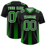 Custom Black Kelly Green Vertical Width Stripe Gradient Fashion Personalized Team Football Jersey
