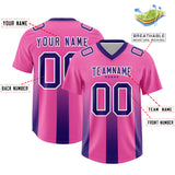 Custom Pink Purple Vertical Width Stripe Gradient Fashion Personalized Team Football Jersey