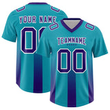 Custom Aqua Purple Vertical Width Stripe Gradient Fashion Personalized Team Football Jersey