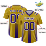 Custom Old Gold Purple Vertical Width Stripe Gradient Fashion Personalized Team Football Jersey