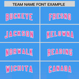 Custom Light Blue Pink Vertical Width Stripe Gradient Fashion Personalized Team Football Jersey