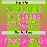 Custom Neon Green Pink Vertical Width Stripe Gradient Fashion Personalized Team Football Jersey
