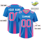 Custom Royal Pink Vertical Width Stripe Gradient Fashion Personalized Team Football Jersey