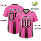 Custom Pink Brown Vertical Width Stripe Gradient Fashion Personalized Team Football Jersey