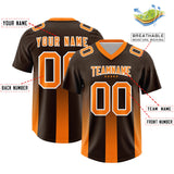 Custom Brown Orange Vertical Width Stripe Gradient Fashion Personalized Team Football Jersey