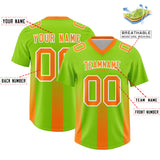 Custom Neon Green Orange Vertical Width Stripe Gradient Fashion Personalized Team Football Jersey