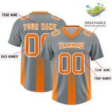 Custom Dark Gray Orange Vertical Width Stripe Gradient Fashion Personalized Team Football Jersey