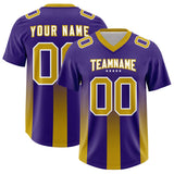 Custom Purple Old Gold Vertical Width Stripe Gradient Fashion Personalized Team Football Jersey