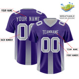 Custom Purple Gray Vertical Width Stripe Gradient Fashion Personalized Team Football Jersey