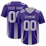 Custom Purple Gray Vertical Width Stripe Gradient Fashion Personalized Team Football Jersey