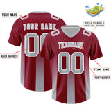 Custom Cardinal Gray Vertical Width Stripe Gradient Fashion Personalized Team Football Jersey