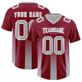 Custom Cardinal Gray Vertical Width Stripe Gradient Fashion Personalized Team Football Jersey