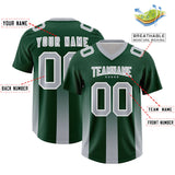 Custom Green Gray Vertical Width Stripe Gradient Fashion Personalized Team Football Jersey
