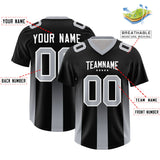 Custom Black Gray Vertical Width Stripe Gradient Fashion Personalized Team Football Jersey
