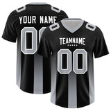 Custom Black Gray Vertical Width Stripe Gradient Fashion Personalized Team Football Jersey