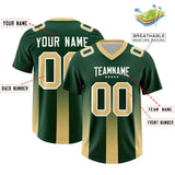 Custom Green Khaki Vertical Width Stripe Gradient Fashion Personalized Team Football Jersey