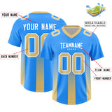 Custom Light Blue Khaki Vertical Width Stripe Gradient Fashion Personalized Team Football Jersey