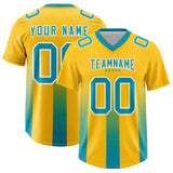 Custom Yellow Aqua Vertical Width Stripe Gradient Fashion Personalized Team Football Jersey