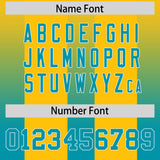 Custom Yellow Aqua Vertical Width Stripe Gradient Fashion Personalized Team Football Jersey