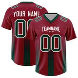 Custom Cardinal Midnight Green Vertical Width Stripe Gradient Fashion Personalized Team Football Jersey