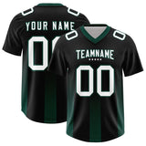 Custom Black Midnight Green Vertical Width Stripe Gradient Fashion Personalized Team Football Jersey