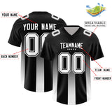 Custom Black White Vertical Width Stripe Gradient Fashion Personalized Team Football Jersey