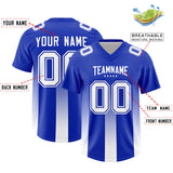 Custom Royal White Vertical Width Stripe Gradient Fashion Personalized Team Football Jersey