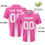 Custom Pink White Vertical Width Stripe Gradient Fashion Personalized Team Football Jersey