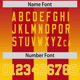 Custom Red Yellow Vertical Width Stripe Gradient Fashion Personalized Team Football Jersey
