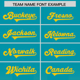 Custom Aqua Yellow Vertical Width Stripe Gradient Fashion Personalized Team Football Jersey