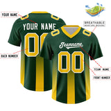 Custom Green Yellow Vertical Width Stripe Gradient Fashion Personalized Team Football Jersey