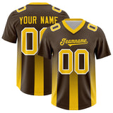 Custom Brown Yellow Vertical Width Stripe Gradient Fashion Personalized Team Football Jersey
