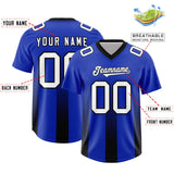 Custom Royal Black Vertical Width Stripe Gradient Fashion Personalized Team Football Jersey