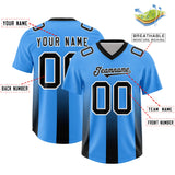 Custom Light Blue Black Vertical Width Stripe Gradient Fashion Personalized Team Football Jersey