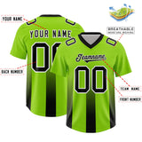 Custom Neon Green Black Vertical Width Stripe Gradient Fashion Personalized Team Football Jersey