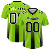 Custom Neon Green Black Vertical Width Stripe Gradient Fashion Personalized Team Football Jersey