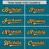 Custom Aqua Black Vertical Width Stripe Gradient Fashion Personalized Team Football Jersey