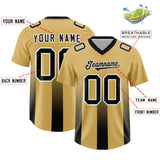 Custom Khaki Black Vertical Width Stripe Gradient Fashion Personalized Team Football Jersey