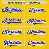 Custom Yellow Royal Vertical Width Stripe Gradient Fashion Personalized Team Football Jersey